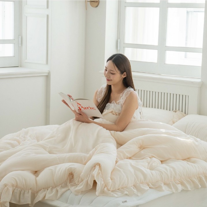 국내생산도르리 100 모달이불 프리미엄 레이스 프릴 호텔 차렵 이불 침구 세트
