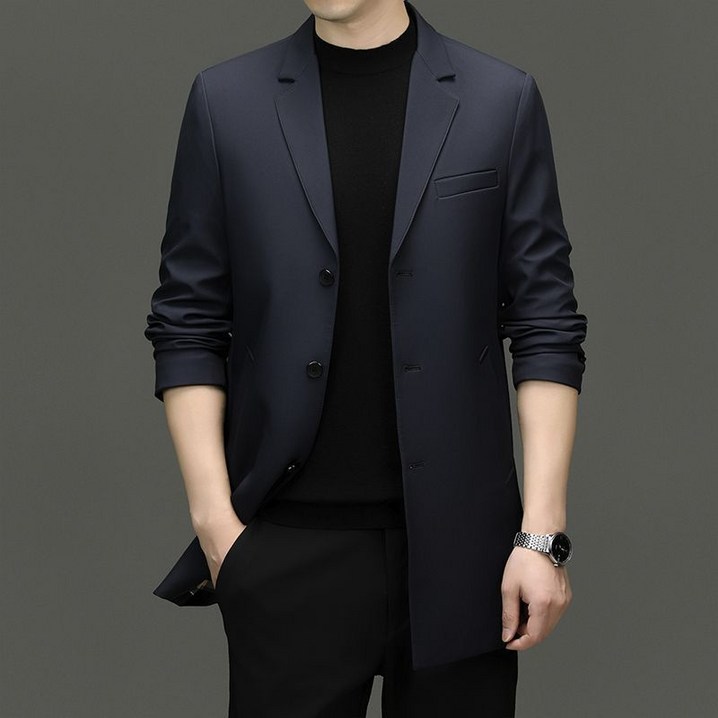 AOKADA 남성 봄 가을  정장 자켓  하프 코트 반코트 아우터