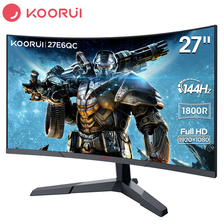 KOORUI 1800R 커브드 QHD 리얼 144HzMPRT 1ms 게이밍 모니터 27E6QC 블랙 초광시야각전용게임시스템 탑재, 27E6QC