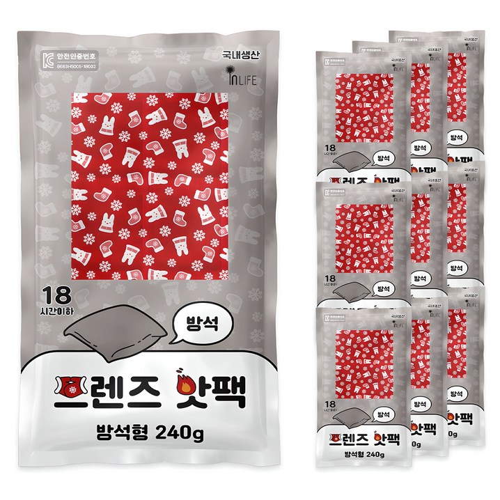 국내생산 프렌즈 방석형 핫팩 240g, 10개