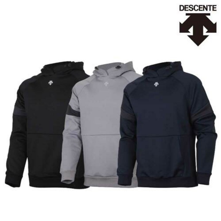 데상트 DESCENTE 로고 후드 티셔츠 블랙,그레이,네이비