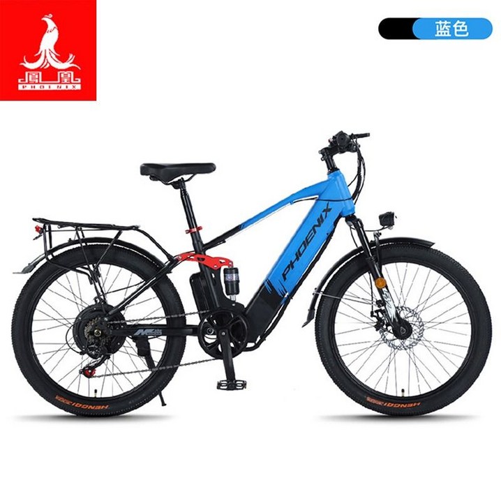 피닉스 전기 보조 자전거 리튬 배터리 남녀 스타일 가변 속도 오프로드 스쿠터 휴대용 자동차, 패션 블루 스포크 휠10AH리튬 배터리시마노 시프