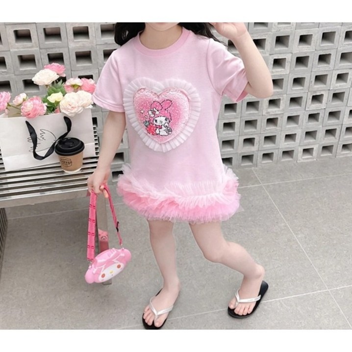 산리오 반팔 스팽글 원피스 시나모롤 마이멜로디 쿠로미 드레스