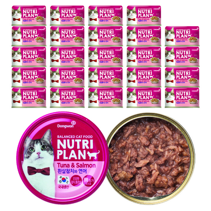 동원뉴트리플랜 고양이 간식캔 160g, 흰살참치 + 연어 혼합맛, 160g, 24개
