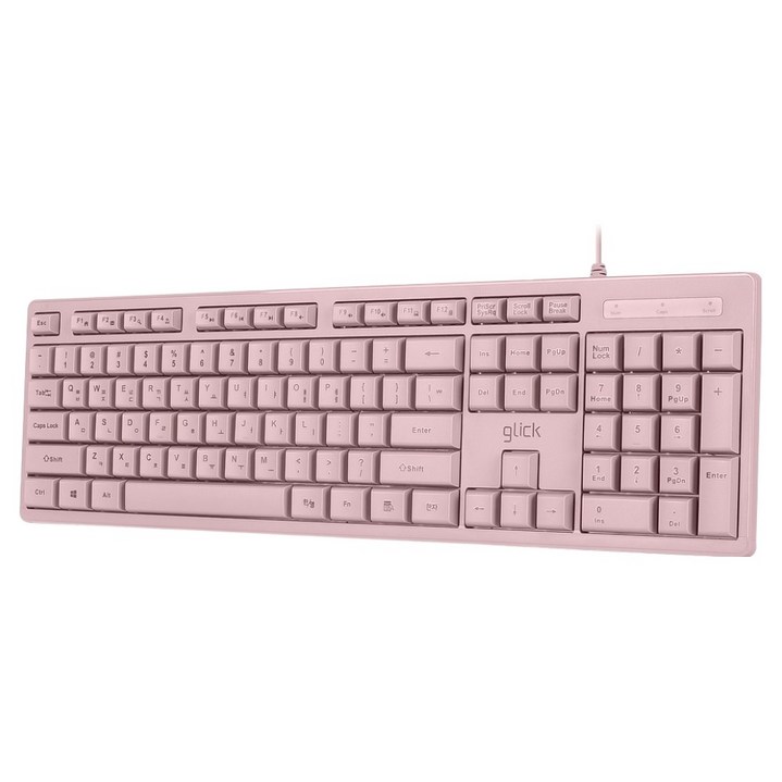 지클릭커 유선 OFFICEPRO 슬림 키보드, 제조사축, OPK10, 핑크