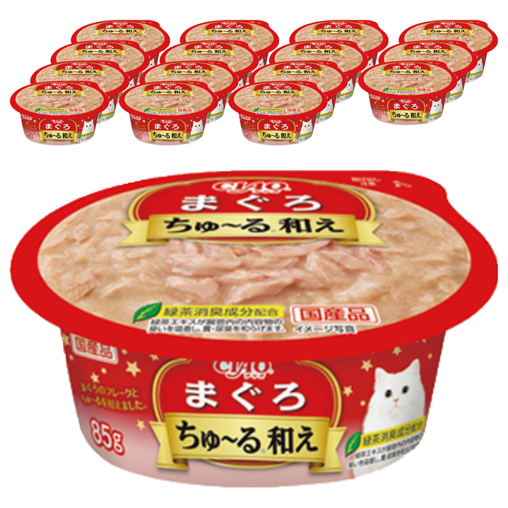 이나바 고양이 챠오 츄르 범벅컵 습식 간식, 참치, 85g, 16개