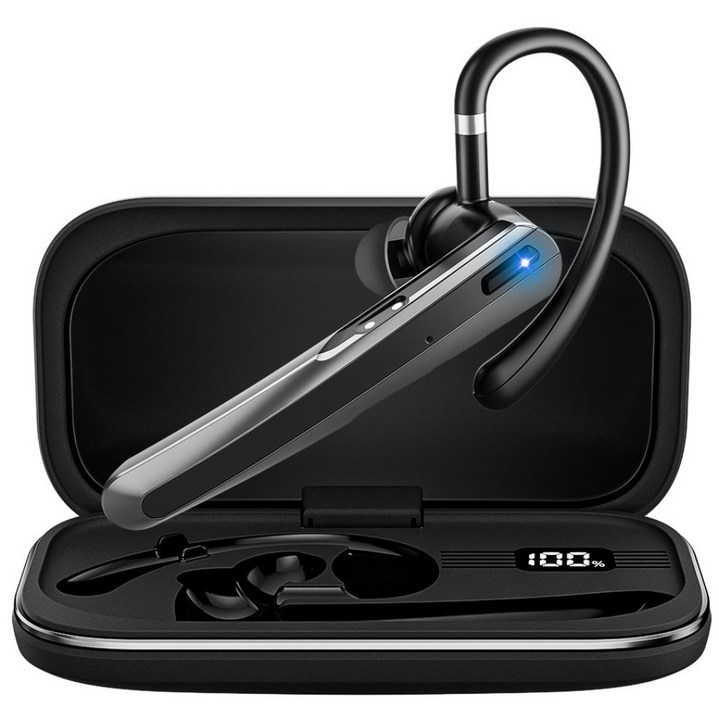 PERFFIER 퍼피어 귀걸이형 무선 블루투스 이어폰 핸즈프리, 블랙