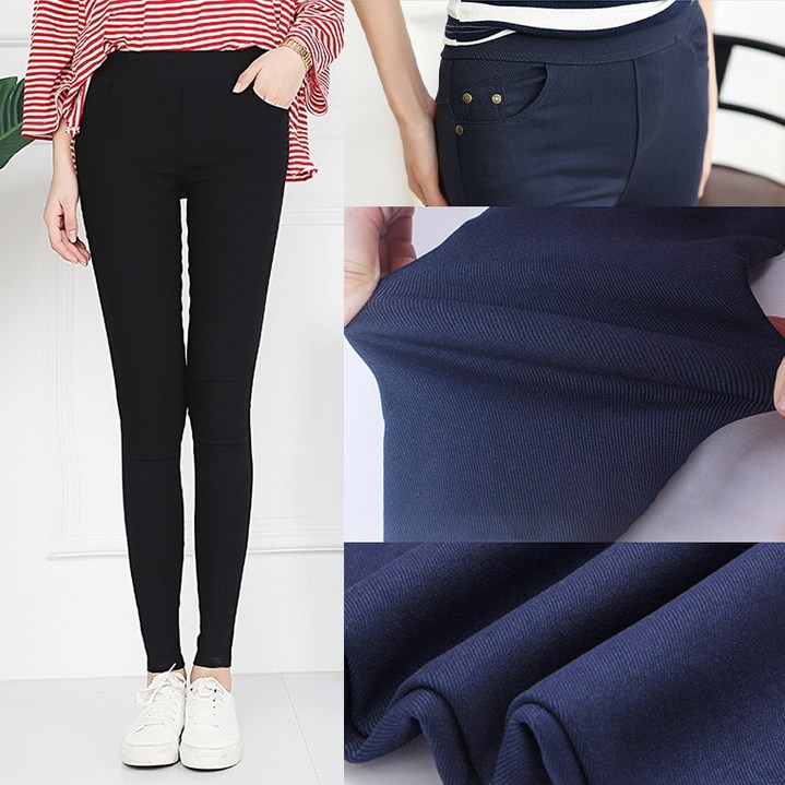 JY-4002 / 왕스판 밴딩스키니 여자여성 면바지 편한바지 블랙 봄 여름 얇은원단 빅사이즈M~5XL