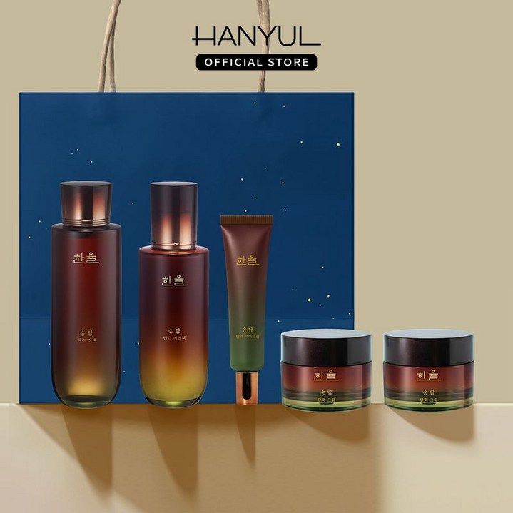 (eTV)한율 송담 기초 5종 세트(스킨150ml+에멀젼 125ml+크림 50ml 2개+아이크림 25ml)+쇼핑백