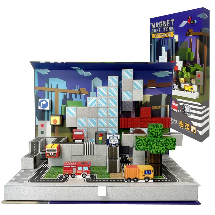 26년 자석블럭 책(Book)시리즈 마그네틱 큐브 폴딩 자석놀이 휴대용 인형 캐슬 자동차 장난감 궁전 마인크래프트