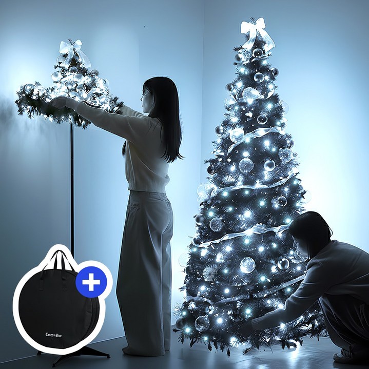 1초 설치 코지바이브 원터치 블랙트리 풀세트 180cm  전용보관백