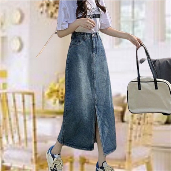 여성 데님 롱스커트 롱스커트