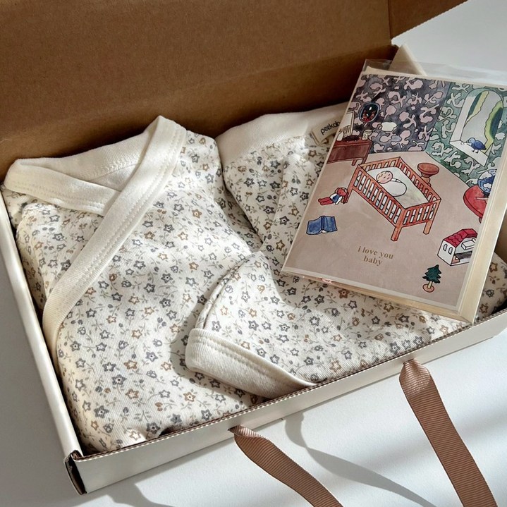 [선물포장+축하카드] 피카부 별꽃 아기 출산선물 세트 / 봄 여름 가을