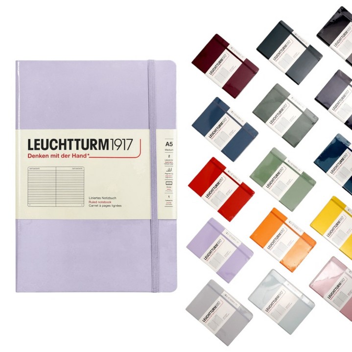 로이텀 하드커버 미디움 A5 모눈 노트, 스톤 블루