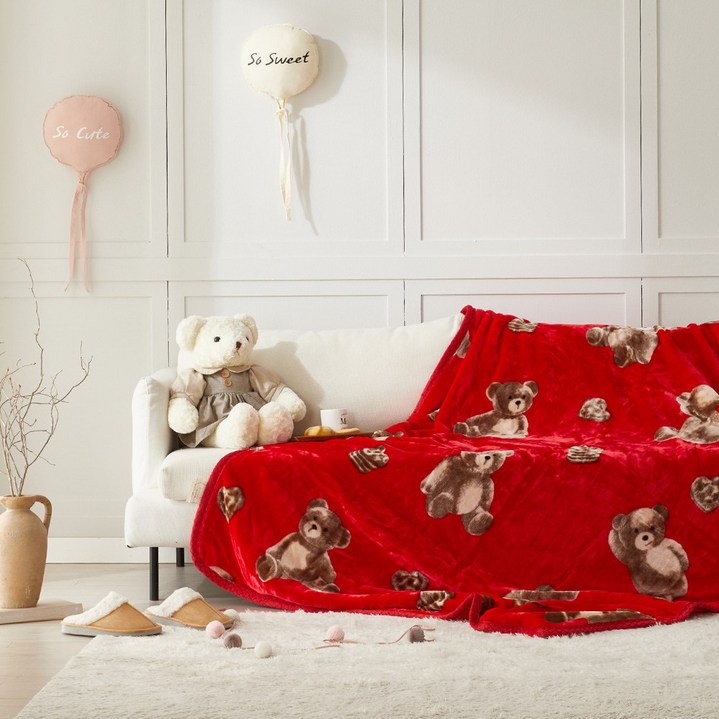 이솔홈 큰곰 고급 양면 밍크담요 대형