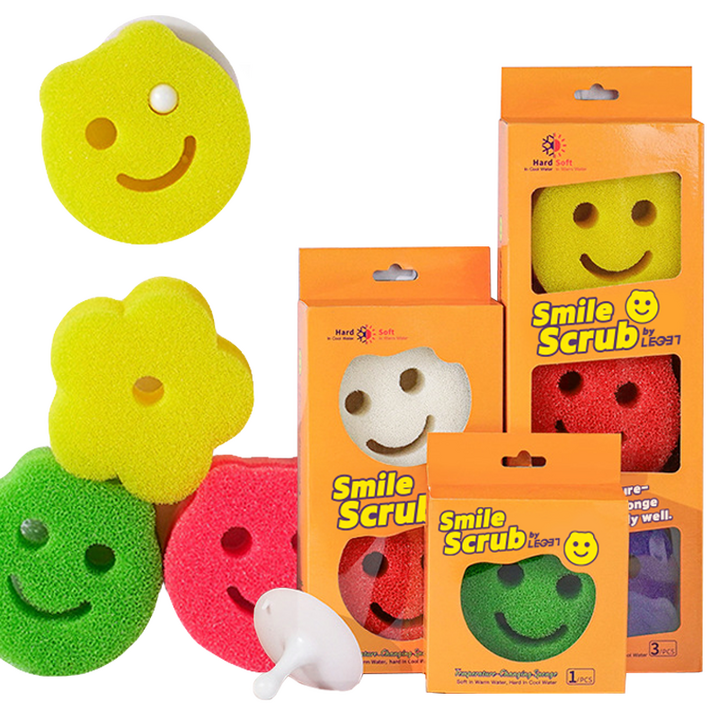 정품 스마일스크럽 수세미 흡착홀더 포함 랜덤발송, 1개, 3개입