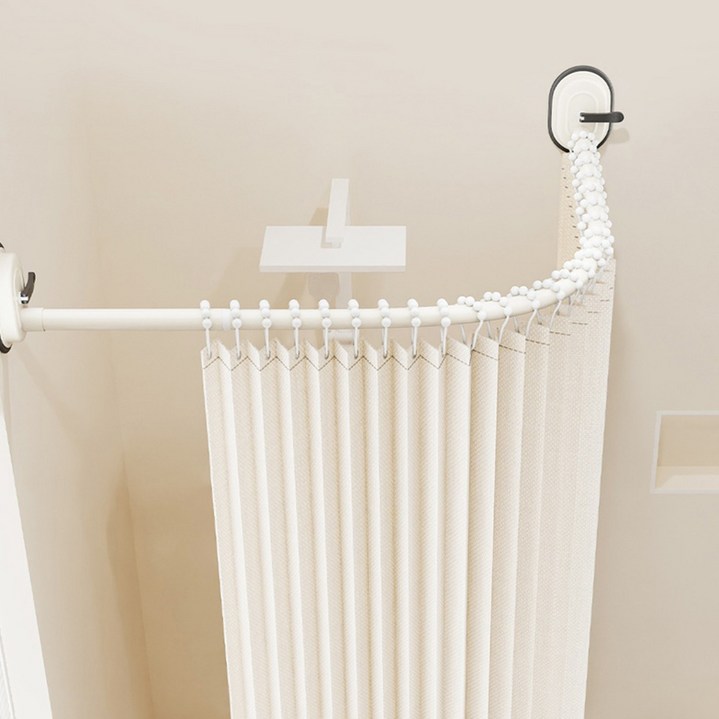 무타공 탈부착 욕실 ㄱ자 코너 샤워커튼 커튼봉 커텐봉 압축봉 90130cm