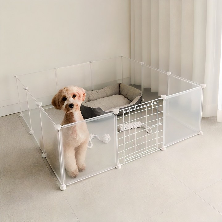 딩동펫 강아지 투명울타리 소형 11p  안전문