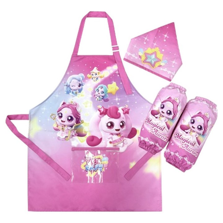 여아용 슈팅스타 캐치티니핑 앞치마  두건  토시 세트