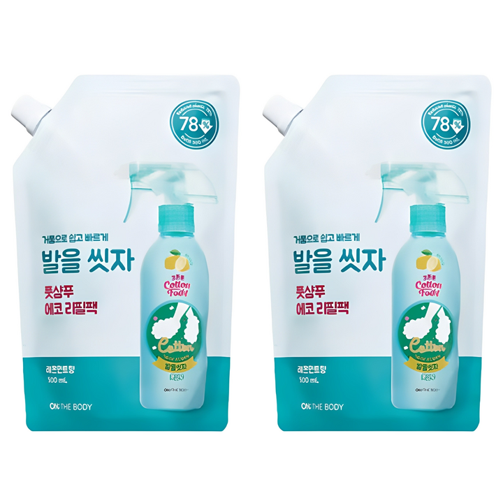 온더바디 코튼풋 발을 씻자 풋샴푸 레몬민트향 에코 리필팩