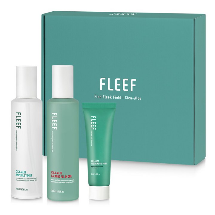 플리프 시카 알로에 스킨케어 앰플 스킨토너 200ml + 카밍 올인원 200ml + 클렌징 젤 폼 50ml 카밍 선물세트