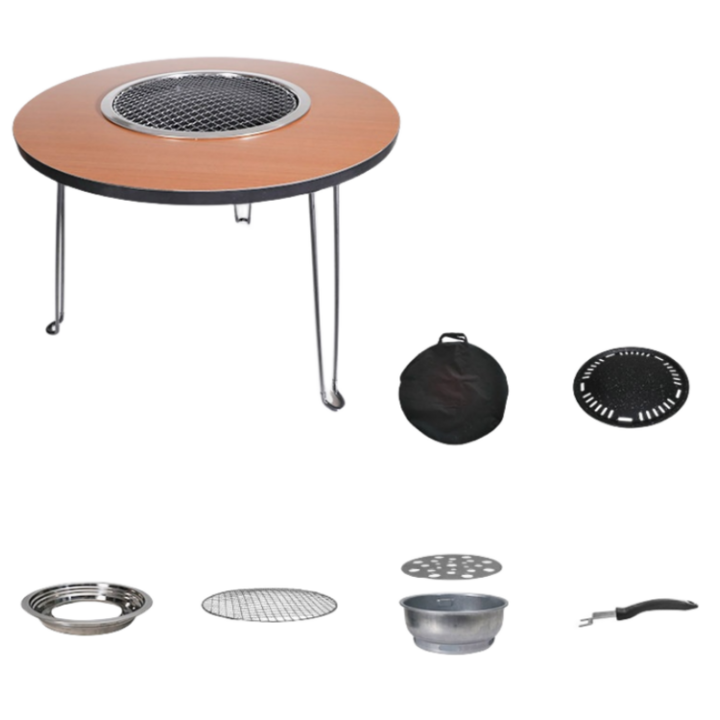 몬테리아 캠핑데이블 원형 화로 캠핑 테이블 숯불 스텐 로스터 가정용 바베큐 테이블 G518061
