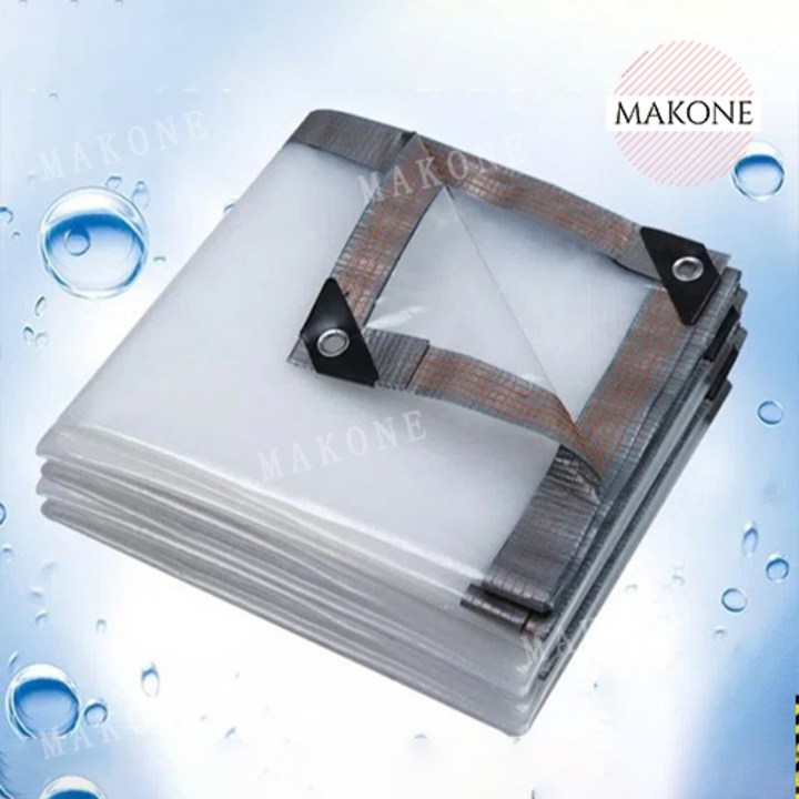 Makone 상표등록 투명 방수천 PVC 텐트 우레탄창 포장마차 방한 방풍 보온 덮개 바람막이 비닐 천 자외선 차단 덧대어 두꺼운 캔버스 오일, 투명 (2m×4m)
