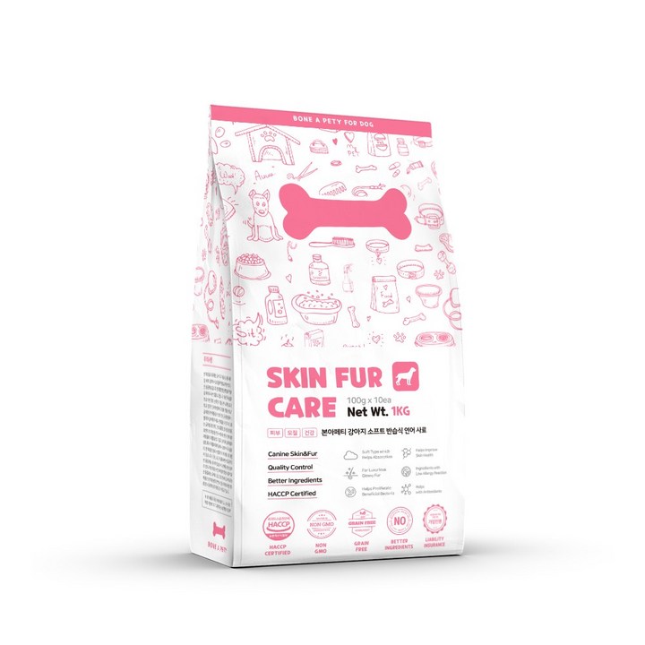 본아페티 강아지 피부 모질 피모 사료 반려견 각질 아토피 저알러지 1KG, 51무료배송