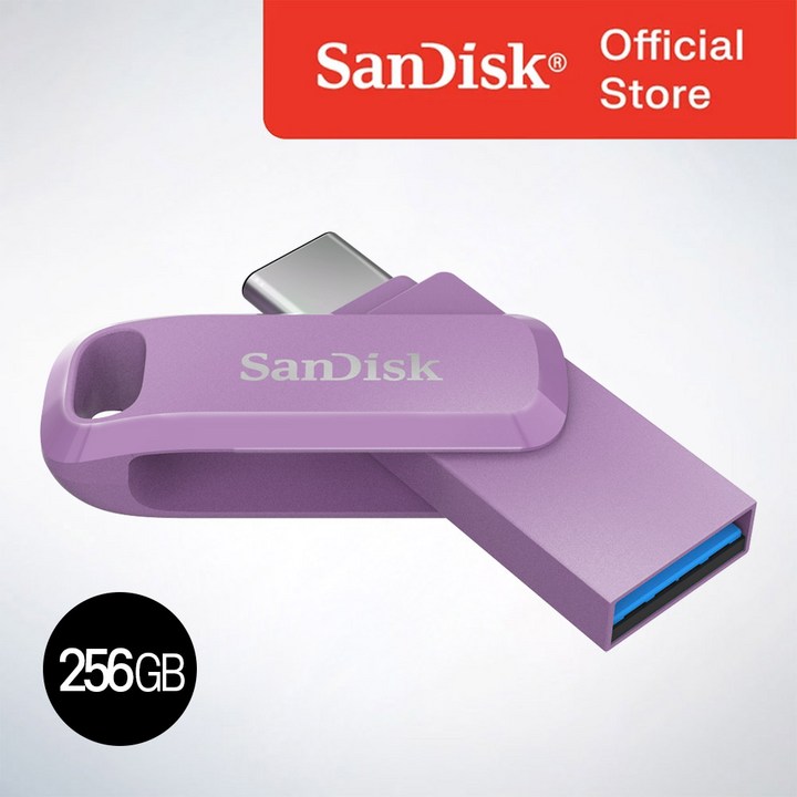 샌디스크코리아 공식인증정품  USB 메모리 울트라 듀얼 고 TypeC OTG SDDDC3 256GB 라벤다퍼플