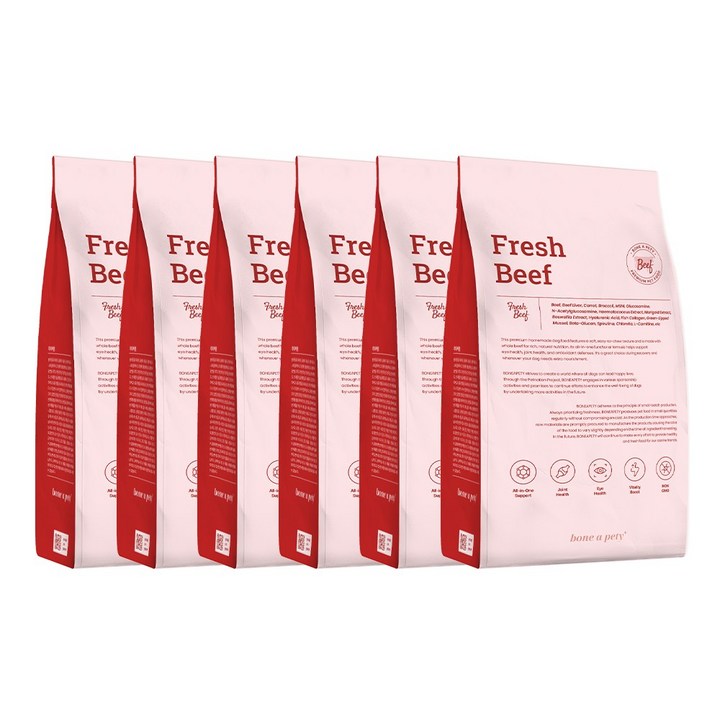 본아페티 플러스 강아지 소고기 수제사료 활력 종합 기능성 프리미엄 스팀사료, 소간, 1kg, 6개