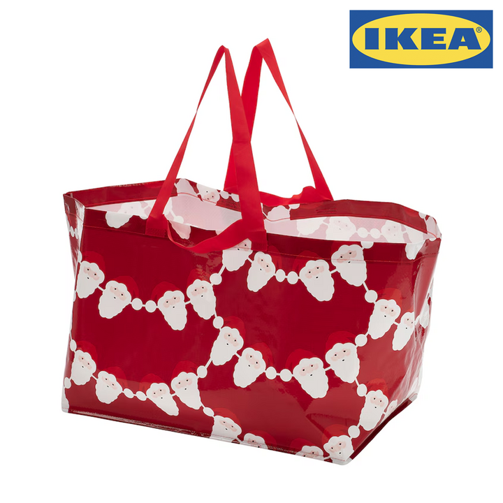 이케아 빈테르핀트 한정판 크리스마스 타포린백 장바구니, 단일색상, 1개