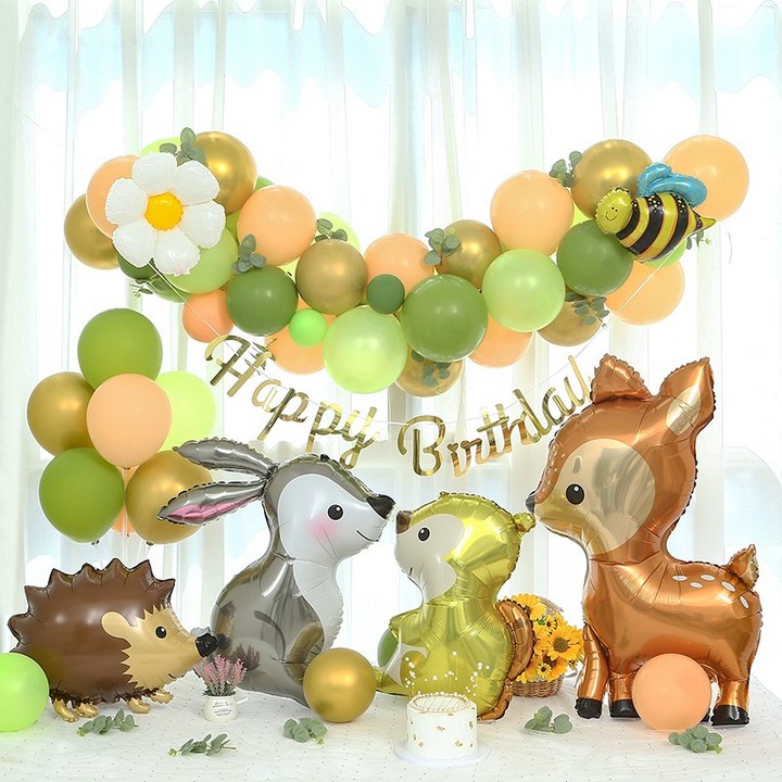 [피앤비유니티]초록마을 데이지와 동물 친구들 생일 풍선세트, 데이지 동물 친구