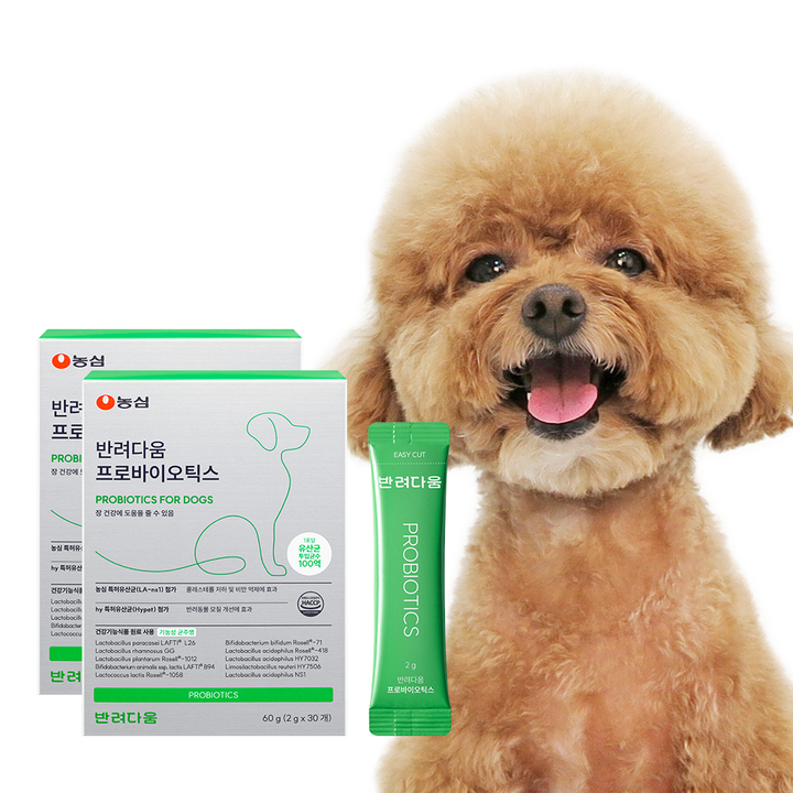 농심 반려다움 강아지 유산균 영양제 애견 펫 프로바이오틱스 30포, 2개, 북어맛분말, 장/유산균
