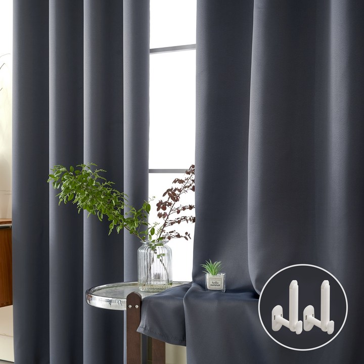 헤르티만 아일렛 암막커튼 2p  커튼 고정기 2p