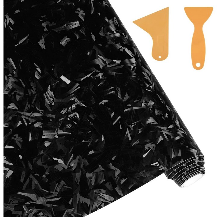 JIZZU 자동차 카본시트지 차량 6D 단조 탄소 섬유 비닐 랩 30 x 150cm 부가 스크레이퍼2개, 카본 블랙, 1개