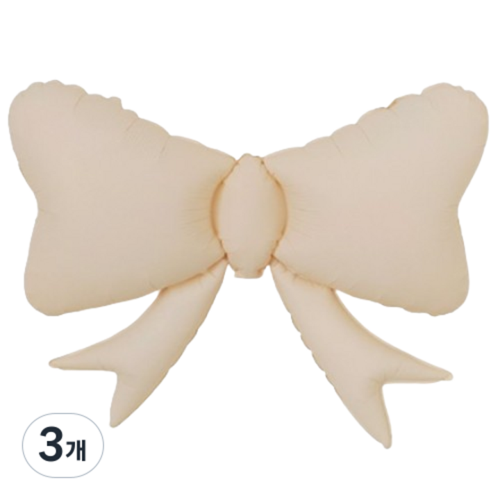 사각 대형리본 호일풍선, 3개, 베이지