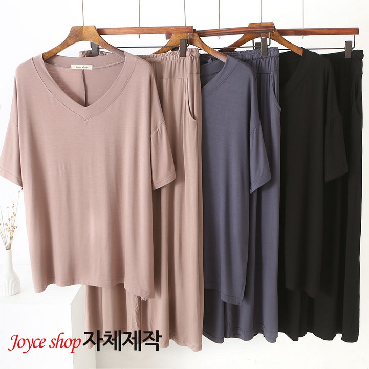 joyce shop자체제작 여성 찰랑세트 부드러운 모달 인견 시원한 아이스 홈웨어 트레이닝 빅사이즈 냉장고 쿨론 세트 여름 마약 잠옷 이지웨어