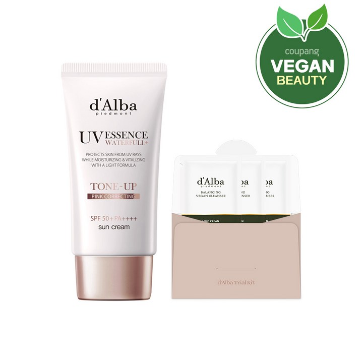 달바 워터풀 톤업 선크림 SPF 50+ PA++++ 50ml + 밸런싱 비건 젤 클렌저 3ml x 3p 세트, 1세트