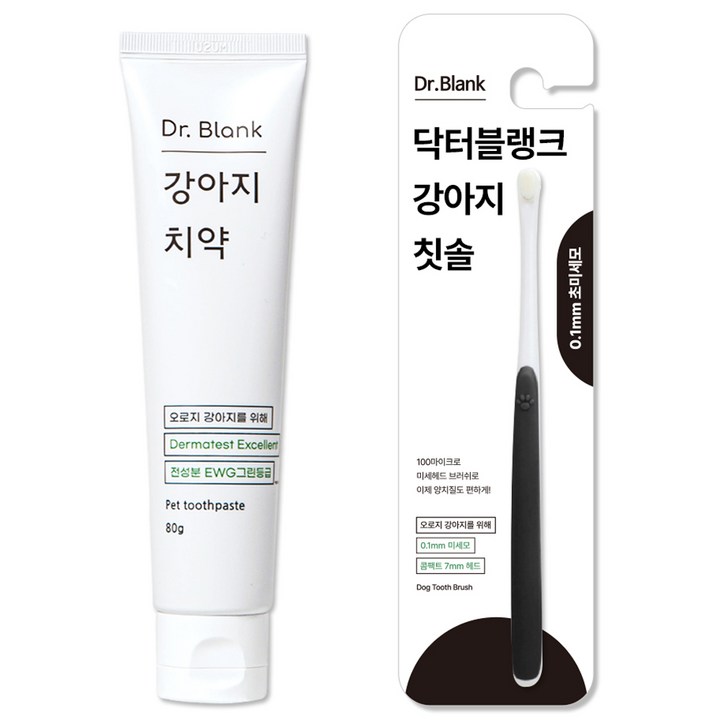 닥터블랭크 강아지 구강관리 치약 닭고기맛 80g  초미세모 칫솔 세트, 1세트