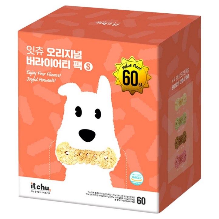 잇츄 강아지 오리지널 버라이어티 팩 덴탈껌 S 4종 x 15p, 옐로우  그린  브라운  꿀잠츄, 720g, 1개