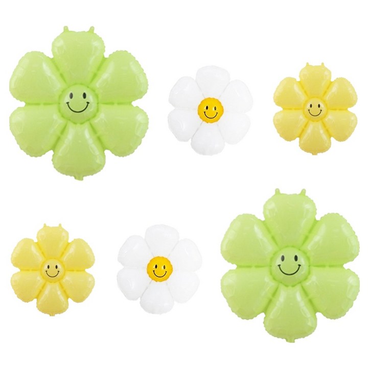 파티공구 데이지 스마일 꽃풍선 세트, 레몬라임, 1세트