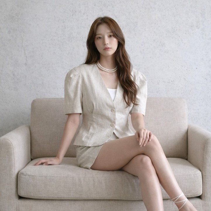 페이퍼먼츠 실리 퍼프 반팔 자켓  숏 팬츠 세트 14185
