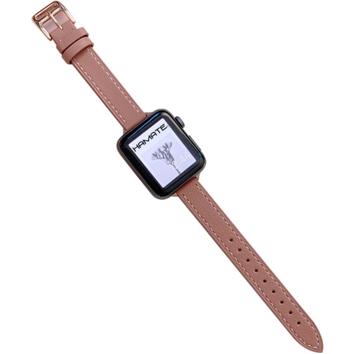 하마테 슬림 스티치 가죽 스마트 워치 스트랩