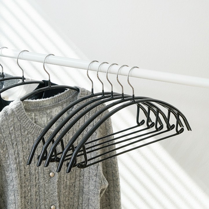 샤바스 논슬립 어깨뿔방지 옷걸이, 블랙, 100개