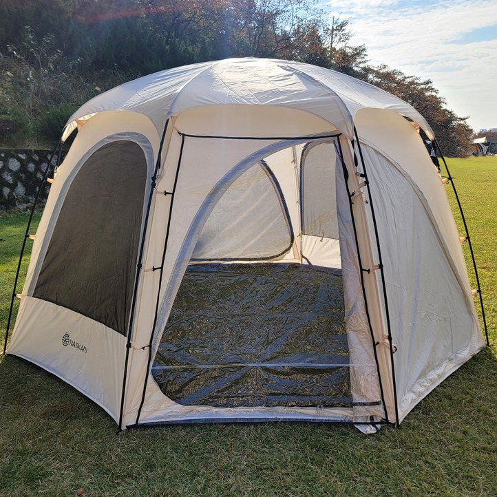 나스카피 라피네 돔텐트 8각 대형 감성 쉘터  그라운드 시트 세트, 라피네 버터크림, 6인