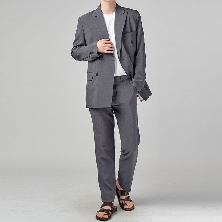 하이후 남성용 린넨 데일리 캐주얼 플랩포켓 더블 수트 HU3002