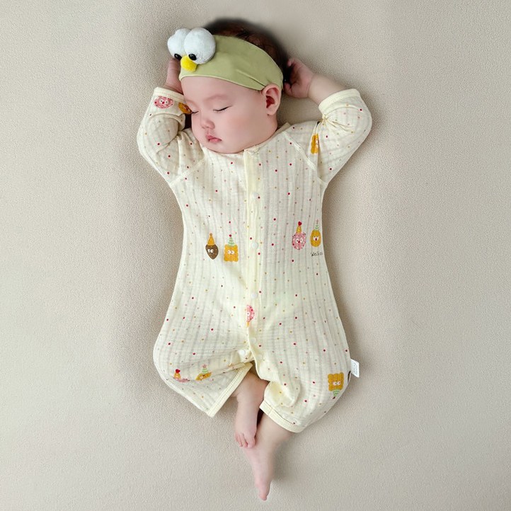 베베니즈 순면메쉬 풀스냅 긴팔우주복