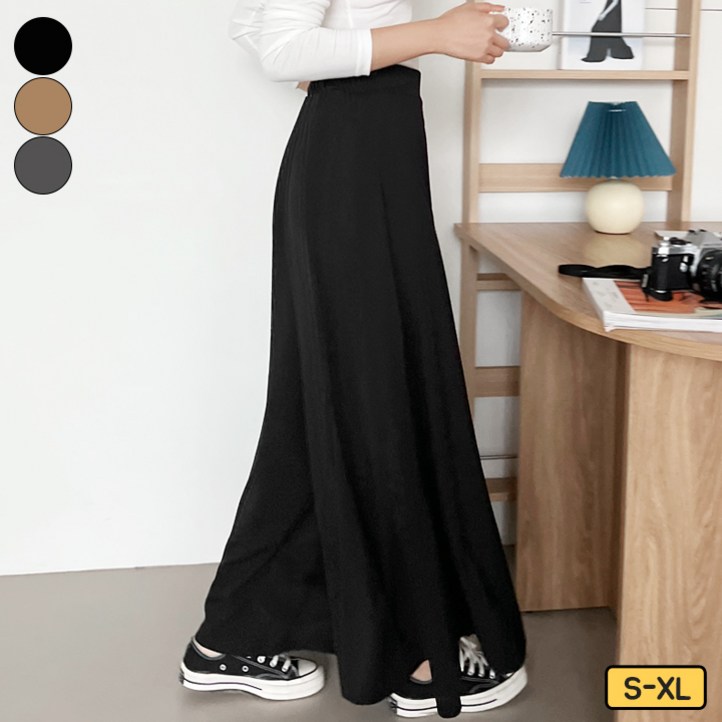 가비진 여성용 롱기장 와이드 플레어 쫀쫀 밴드 치마 바지 빅사이즈까지 와이드 팬츠