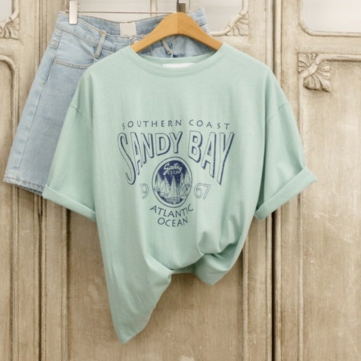 샌베이 레터링 반팔 티셔츠 루즈핏