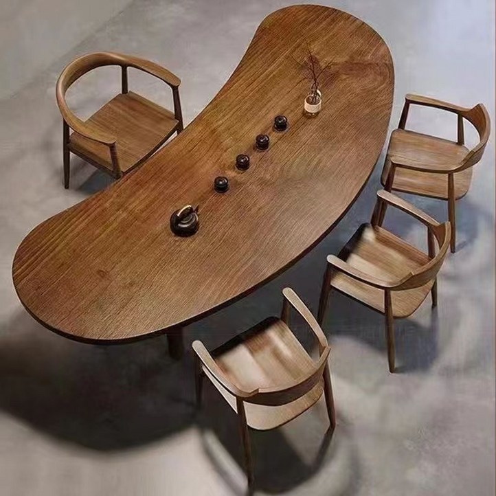 우드슬랩 테이블 둥근 식탁 대형 카페 곡선 다이닝 원목 타원형